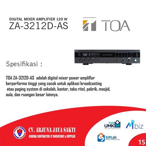 Toa Digital Mixer Ampifier W Za D As