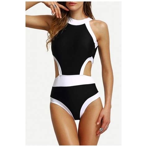 Contrast High Neck Cut Out One Piece Swimwear One Piece Swimwear One