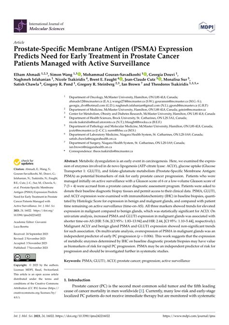 Pdf Prostate Specific Membrane Antigen Psma Expression Predicts