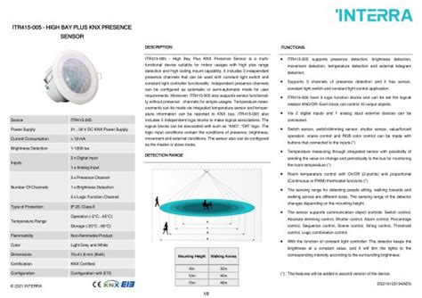 Itr High Bay Plus Knx Presence Sensor Interra Pdf Catalogs