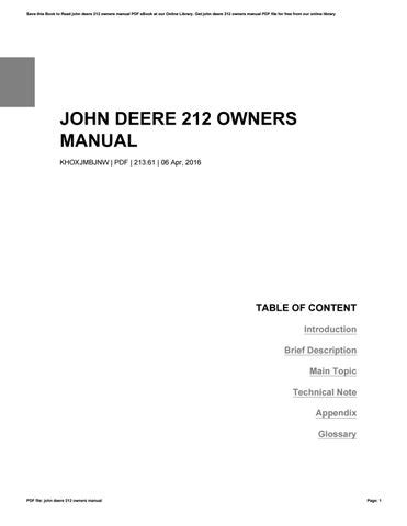 John deere 212 owners manual by laluna89hasmin - Issuu