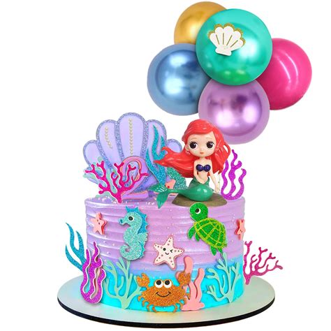 Buy Pcs Mermaid Cake Topper Balloon Cake Toppers Under The Sea Cake