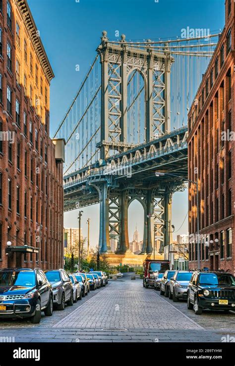 Manhattan Bridge as seen from Washington Street, Brooklyn, New York ...