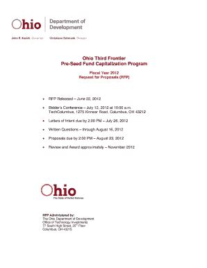 Fillable Online Development Ohio Third Frontier Fuel Cell Program