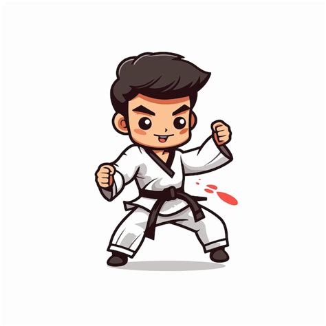 Premium Vector Taekwondo Boy Cartoon Mascot Character Vector Illustration