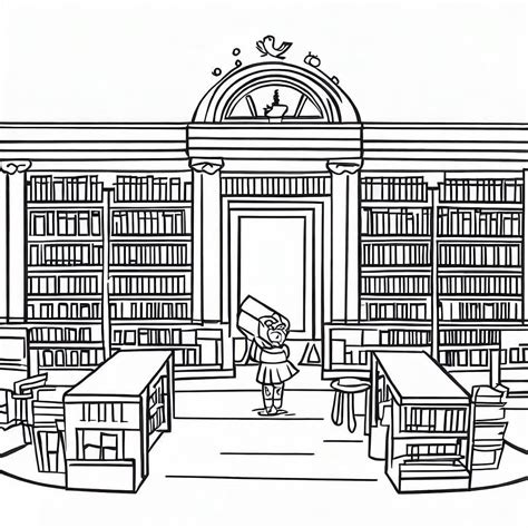 Coloriage Belle Bibliothèque télécharger et imprimer gratuit sur