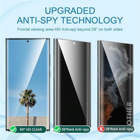 Anti Espion Verre Trempé Samsung Galaxy S22 Ultra Dureté 9h Écran