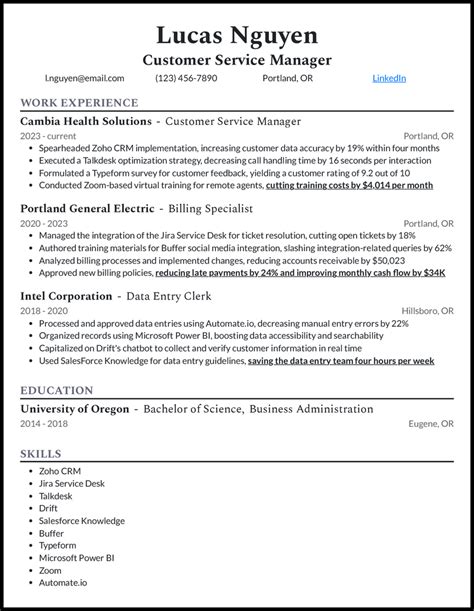 5 Customer Service Manager Resume Examples For 2025