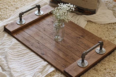 Rustic Industrial Tray Wooden Tray Ottoman by DunnRusticDesigns