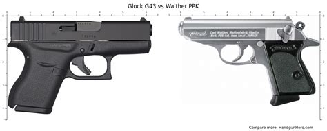 Glock G43 Vs Walther PPK Size Comparison Handgun Hero