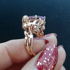 K Gold Kunzite Diamond Naked Women Ring Wedding Engagement Etsy