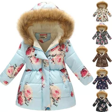 Kinder M Dchen Blumen Winterjacke Steppjacke Kapuzenmantel Gef Ttert