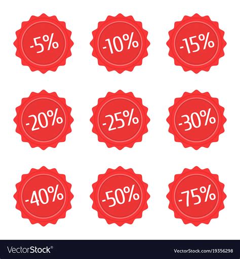 Red Discount Stickers Set Royalty Free Vector Image