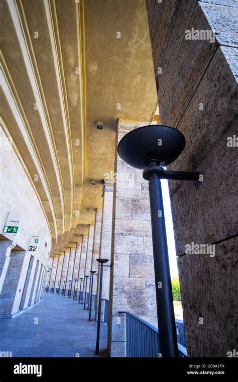 Classic Nazi Architecture With Line Of Pillars Along Corridor In Berlin