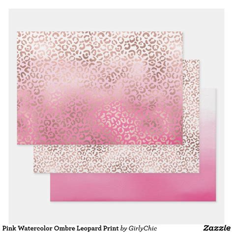 Pink Watercolor Ombre Leopard Print Wrapping Paper Sheets Zazzle