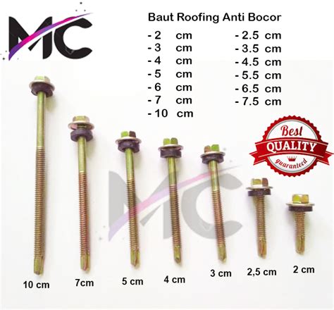 Baut Atap Cm Cm Cm Cm Cm Cm Cm Per Pcs Baut Roofing Sekrup