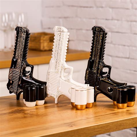 Tequila Pistol Bottle Ml Pistol Gun Decanter Set With Glasses