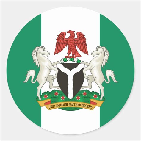 Nigerian Flag And Coat Of Arms Flag Of Nigeria Classic Round Sticker Zazzle