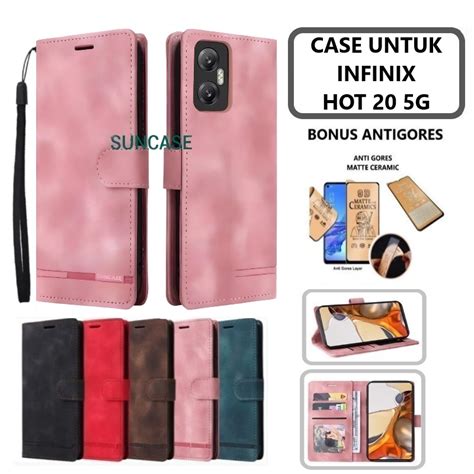 Jual INFINIX HOT 20 5G CASE KULIT MODEL FLIP BUKA TUTUP ADA TEMPAT