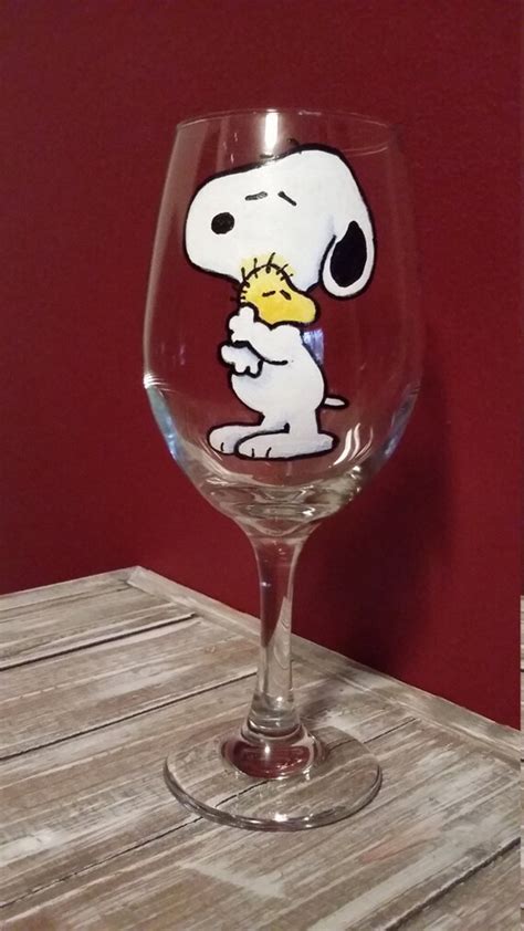 Snoopy Wine Glasspainted