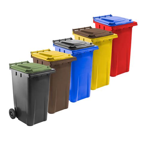 240 Litre Wheelie Bin Coloured Greenbrownyellowredblue Lid