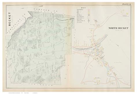 Becket And North Becket Massachusetts 1904 Old Town Map Reprint Berkshire Co Old Maps