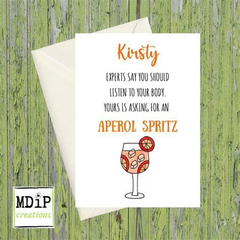 Aperol Spritz Card Personalised Aperol Spritz Birthday Card Etsy