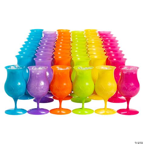 Bulk Tropical Colored Plastic Hurricane Glasses - 60 Pc. | Oriental Trading