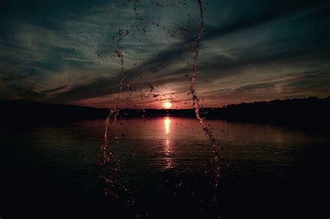 Sunlight Landscape Sunset Sea Night Water Reflection Sky Clouds