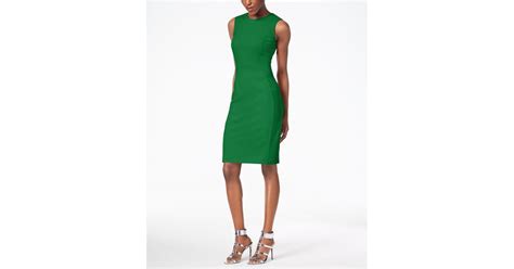 Calvin Klein Scuba Crepe Sheath Dress In Green Lyst