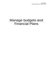 BSBFIM501 Manage Budgets And Financial Plans Report Docx BSBFIM501