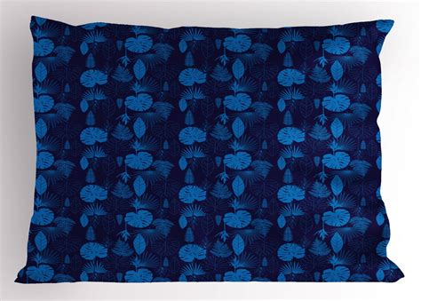 Ambesonne Exotic Pillow Sham Tropical Plants Palms 36 X 20 Cobalt