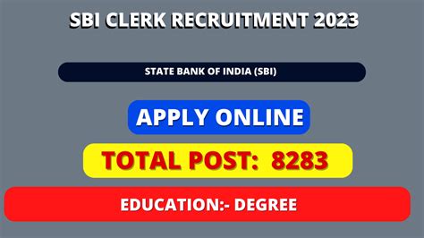 SBI Clerk Recruitment 2023 8283 Post Apply Online