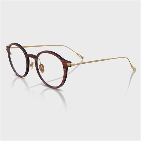 Yeetian Women Luxury Golden Titanium Metal Temples Glasses Sapele Wood