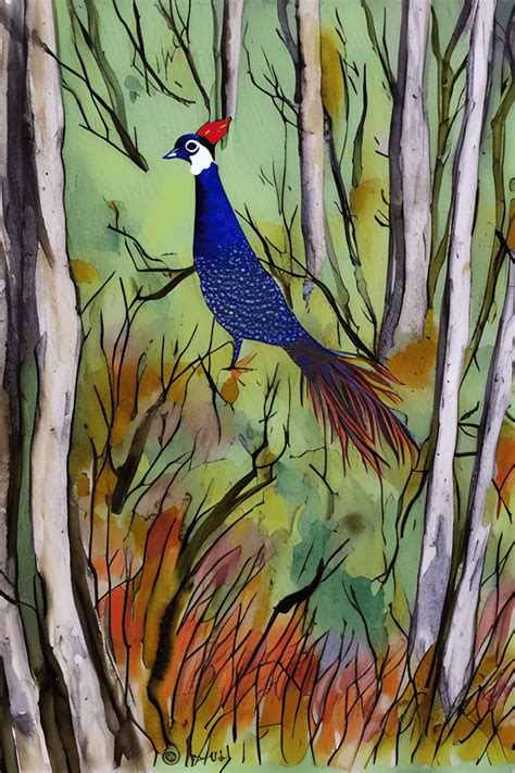 Ringneck Pheasant in the Forest · Creative Fabrica