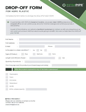 Fillable Online Drop Off Hdpe Form Fax Email Print Pdffiller