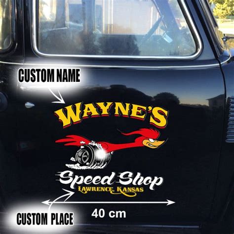 Pcs Personalized Hot Rod Garage Speed Shop Kustom Kulture Old School Vinyl Stickers Bluefink