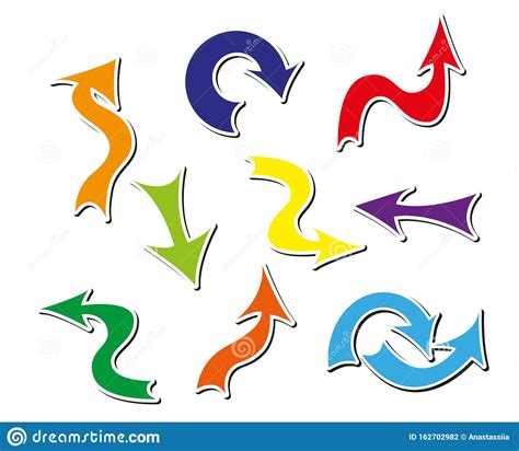 Set Of Different Colorful Arrows Stock Vector Illustration Of Curve