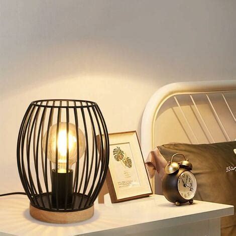 Lampe De Table Metal Noir E27 Cage 21cm De Haut Lampe De Bureau Lampe