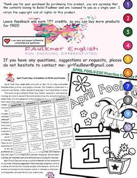 April Fool S Color By Number Fun Eoc Prep Informational Text Mcq