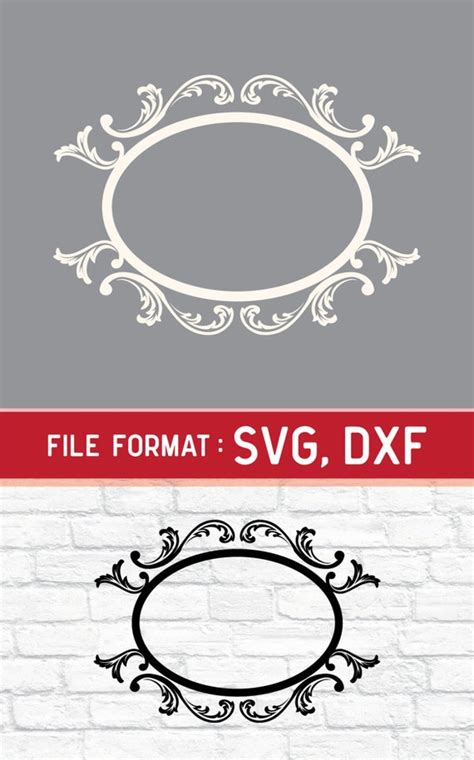 Svg Oval Frame Monogram Cricut Files Vinyl Cutters By Dreamshape