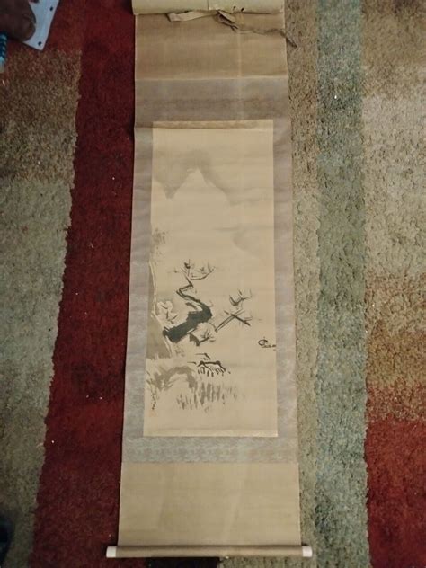 Very Long Antique Chinese Silk Scroll Painting On Silk Famous Painter