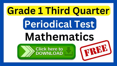 Grade 1 Third Periodical Test In Mathematics Download Here