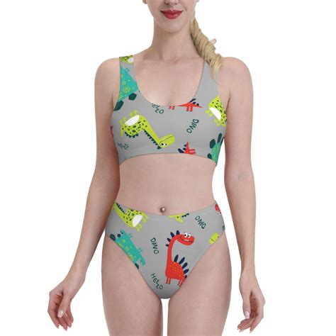 Daiia Cute Dinosaur Printed Piece Swimsuit Bikinis For Women High