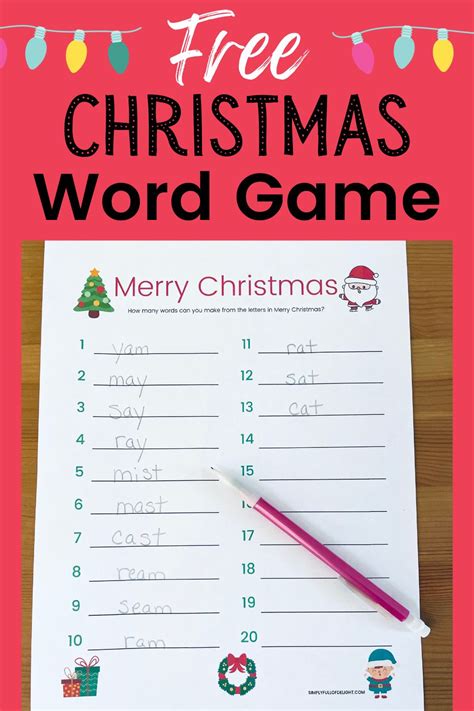 How Many Words Can You Make From Merry Christmas Printable