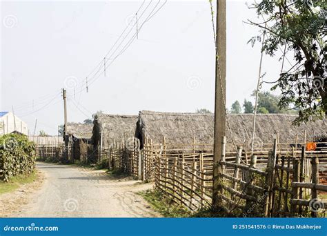 An Indian Rural Village In East Midnapore West Bengal With Mud Huts