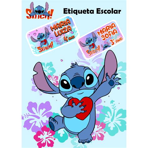 Etiquetas Escolares Stitch Unidades Shopee Brasil