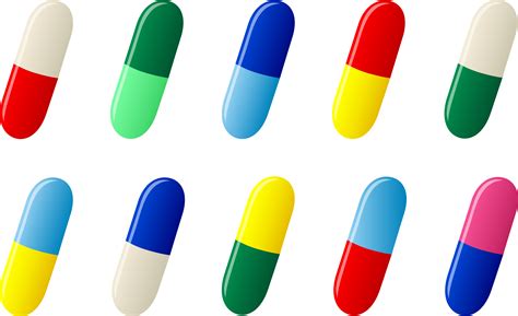 Ten Capsule Pills Free Clip Art