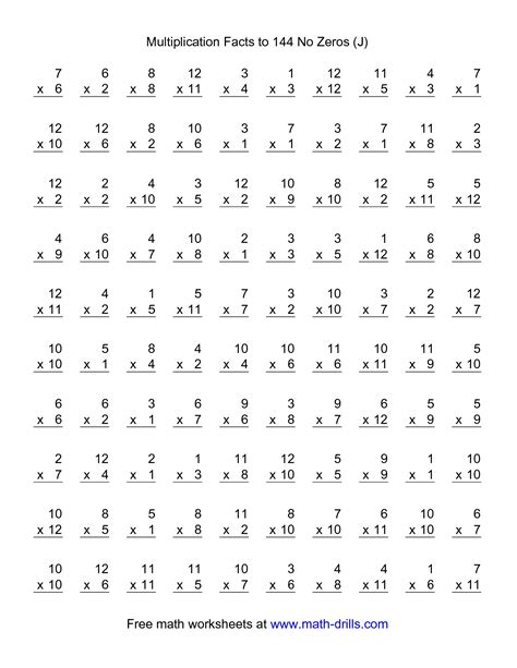 Multiplication Worksheets 9th Grade