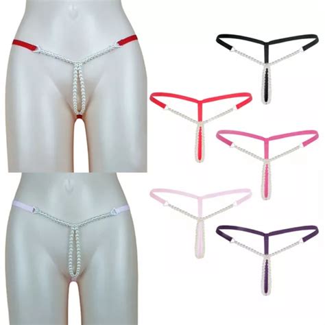 FEMMES SEXY PERLE Micro Bikini Massage Strings String Culotte Lingerie Sous EUR